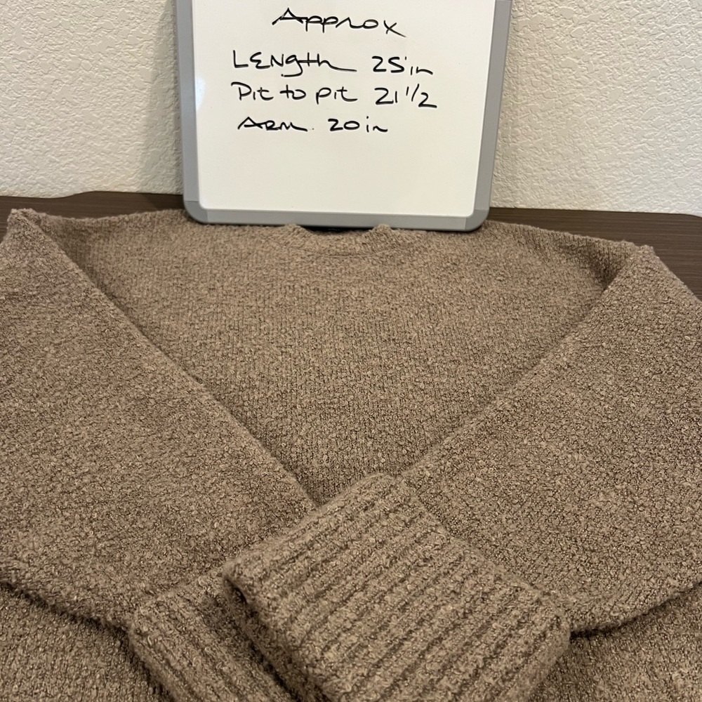 Lillusory Bouclé Textured Crewneck Sweater Women’s M Brown Cozy Minimalist Knit - Picture 6 of 6